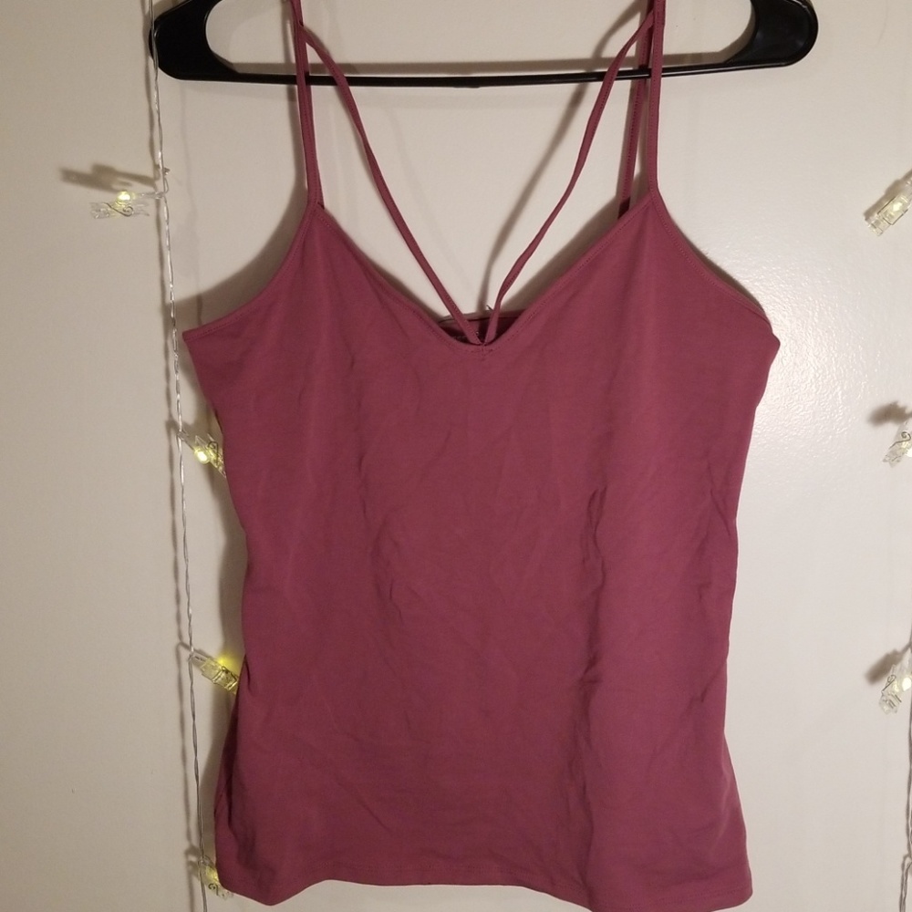Criss-cross purple tank top express